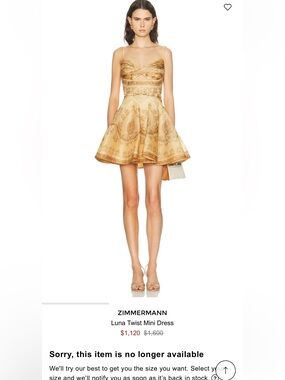 Zimmermann Gold Luna Twist Mini Dress